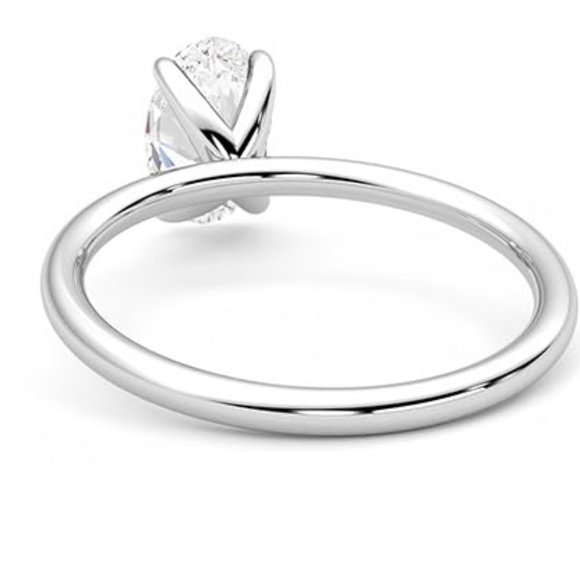 0.90 Ct Oval Cut Natural Earth Mined Diamond Solitaire 4 Prongs Engagement Ring - Picture 3 of 7